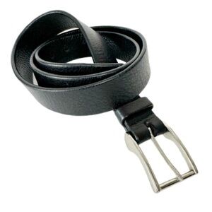 John W. Nordstrom Black Leather Belt Sz 38 Silver Tone Buckle